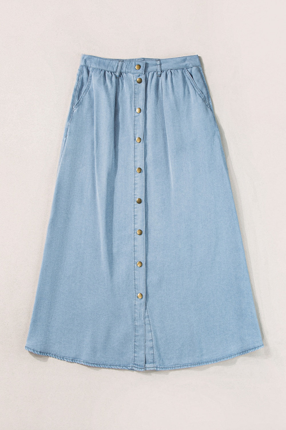 Snap Down High Waist Denim Skirt  Trendsi   