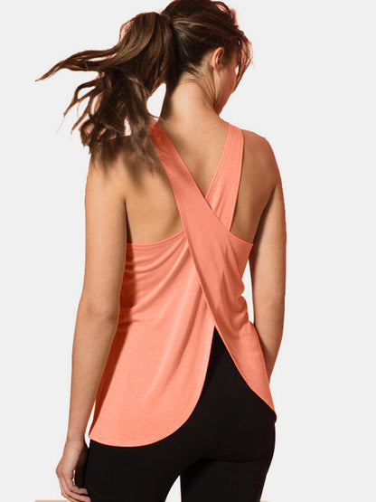 Crisscross Scoop Neck Active Tank Active Tank Trendsi Coral S 