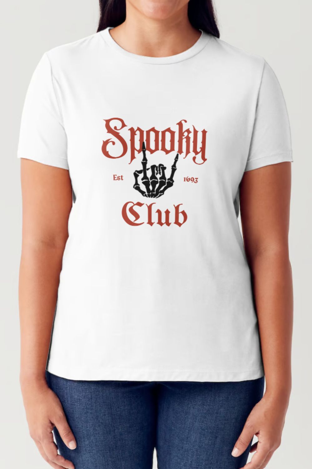 Simply Love Full Size SPOOKY CLUB Short Sleeve Tubular T-Shirt T-Shirt Trendsi White S 