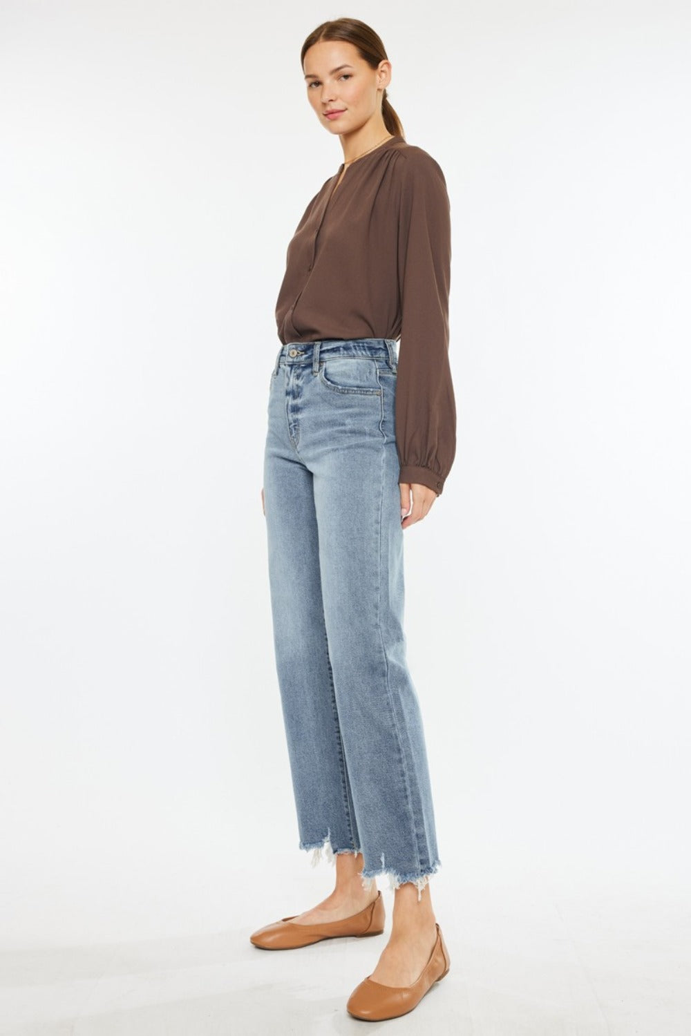 Kancan High Rise Slim Wide Leg Jeans  Trendsi   