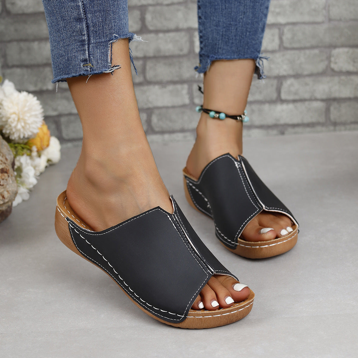 PU Leather Open Toe Sandals  Trendsi   