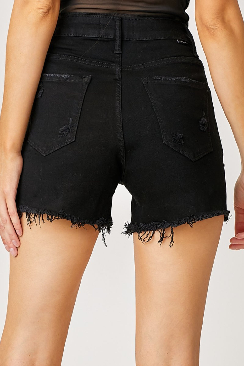 RISEN Frayed Hem Denim Shorts with Fringe Detail Pockets  Trendsi   