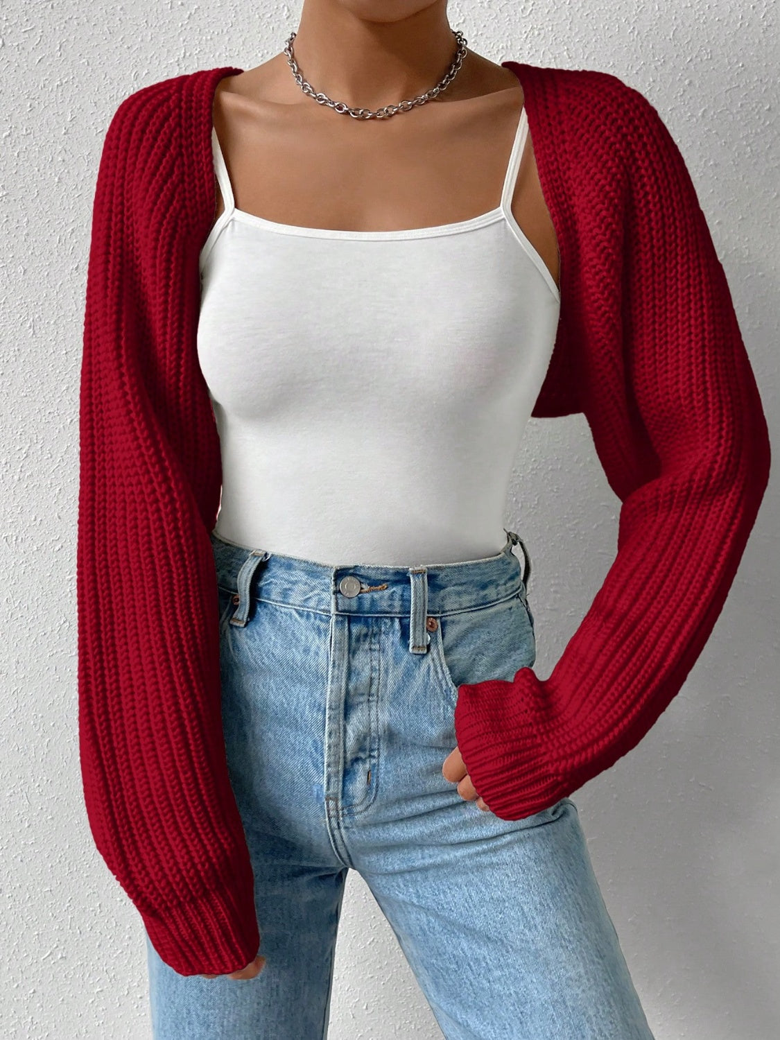 Honey Open Front Long Sleeve Cropped Cardigan  Trendsi   