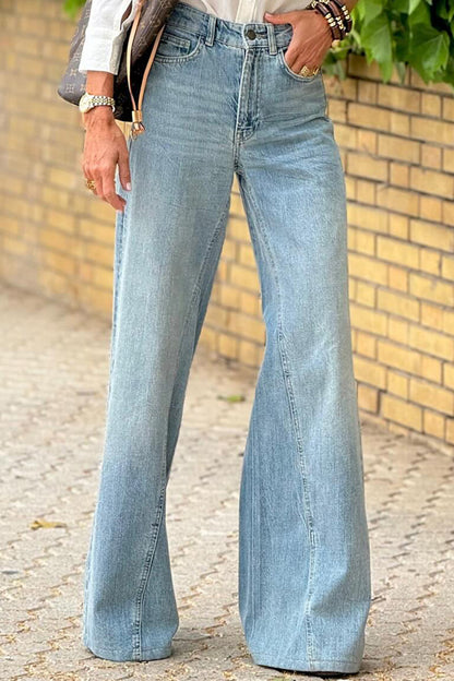 High Waist Bootcut Jeans with Pockets  Trendsi Light 6 