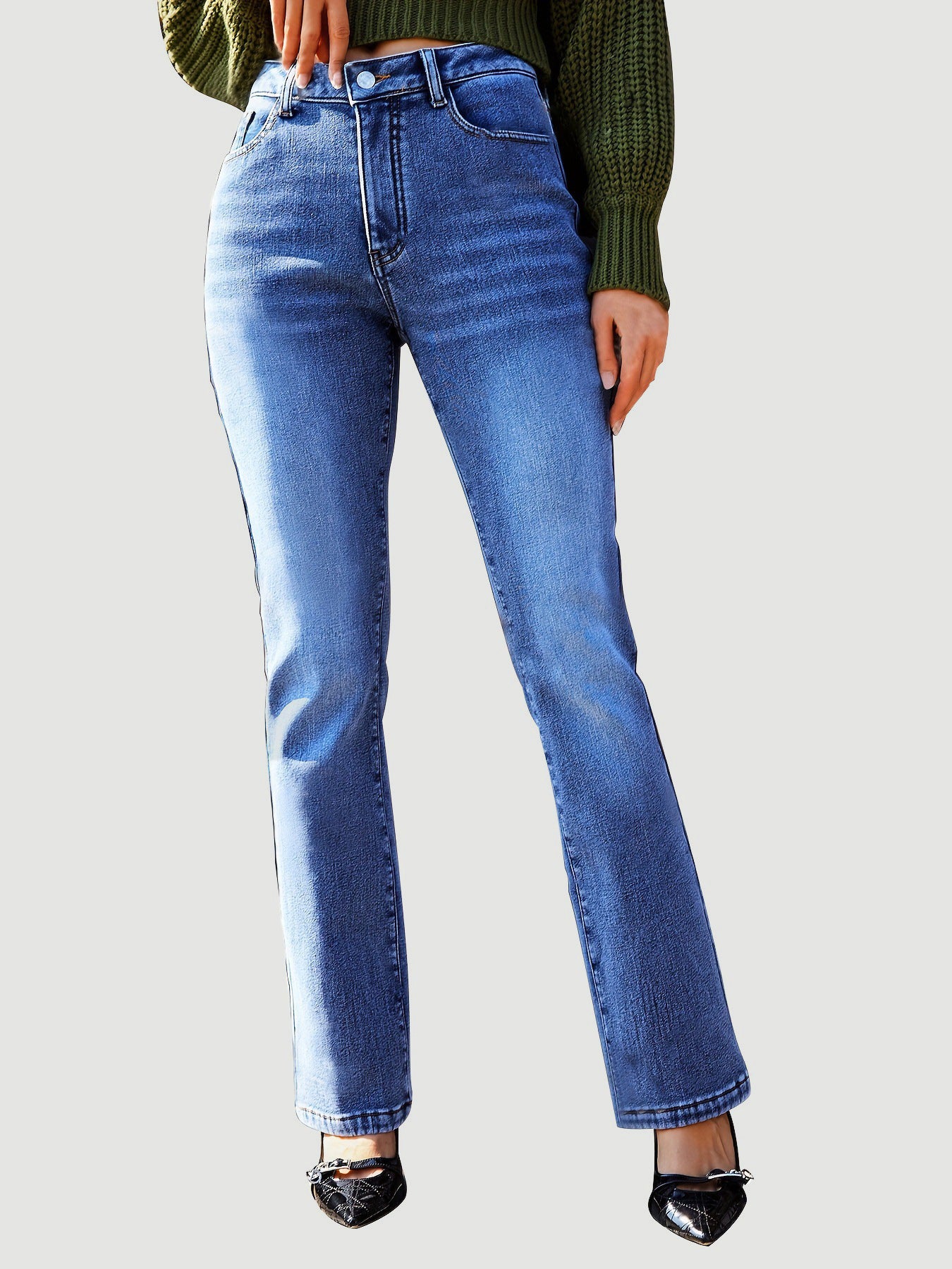 Straight Leg Jeans with Pockets  Trendsi   