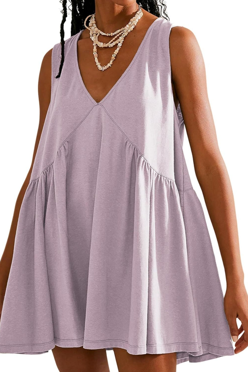 Plunge Wide Strap Mini Tank Dress Dress Trendsi   