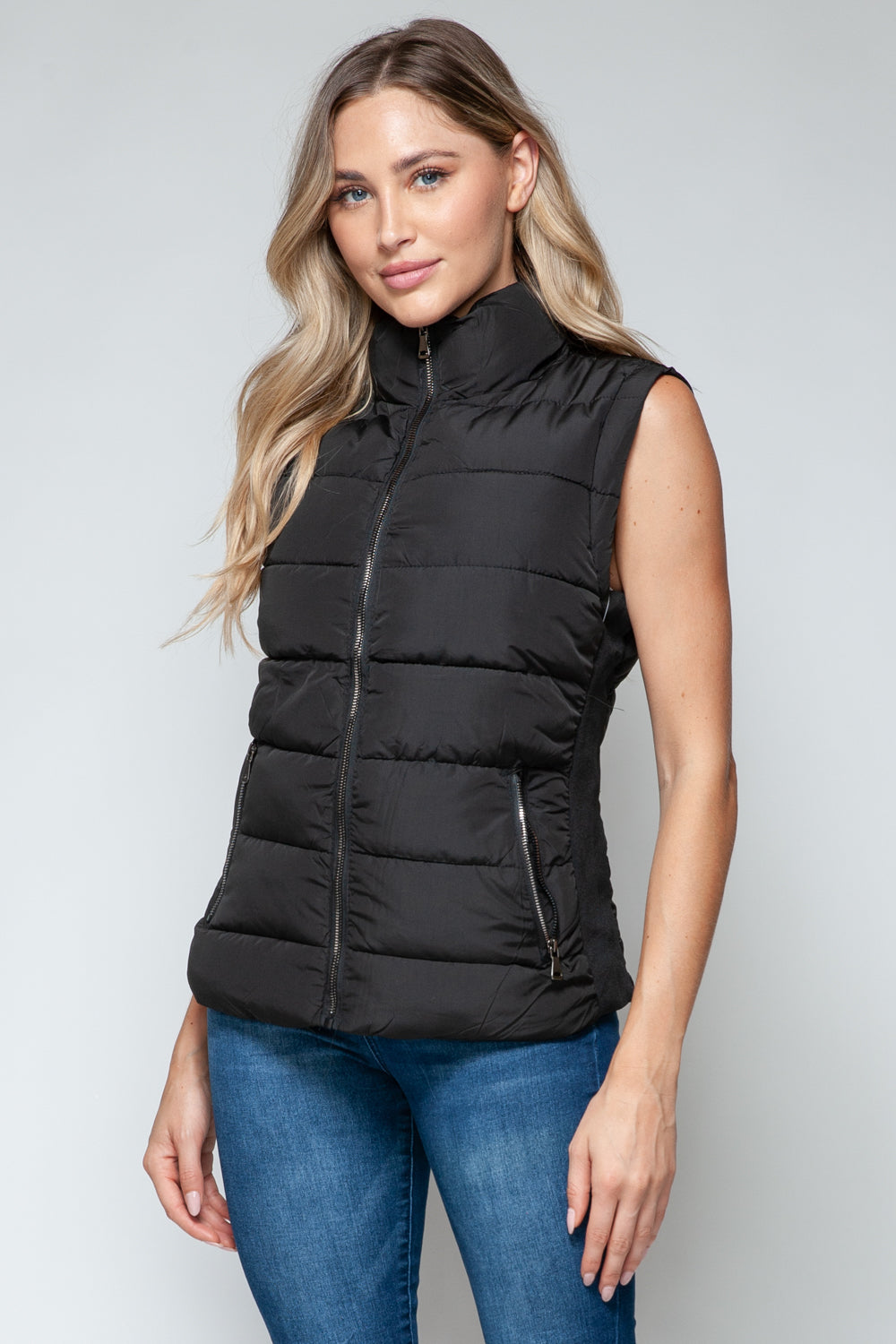 Snobbish Zip Up Turtleneck Vest with Pockets  Trendsi   