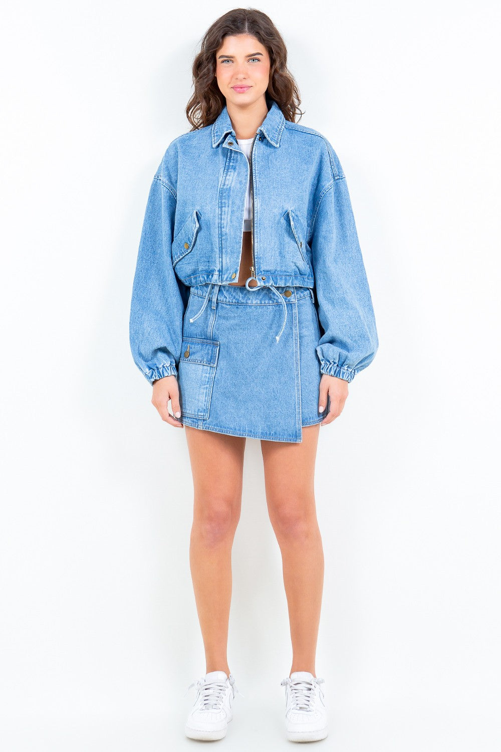 American Bazi Cargo Pocket Denim Skort  Trendsi   