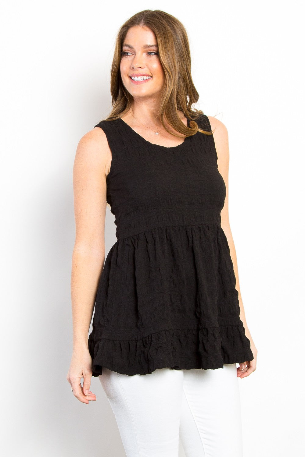 Be Stage Ruffled Sleeveless Babydoll Top  Trendsi   