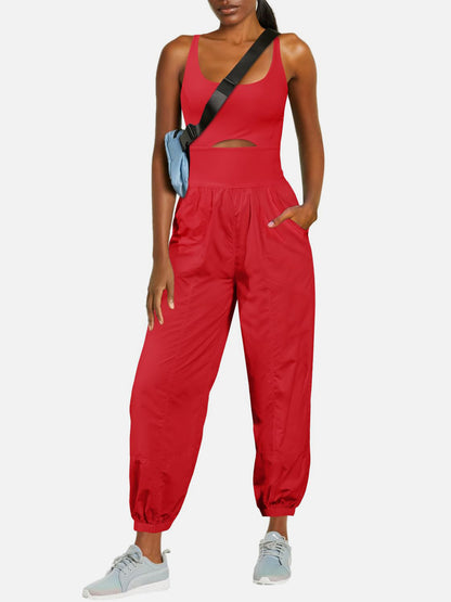 Cutout Scoop Neck Wide Strap Jumpsuit  Trendsi   