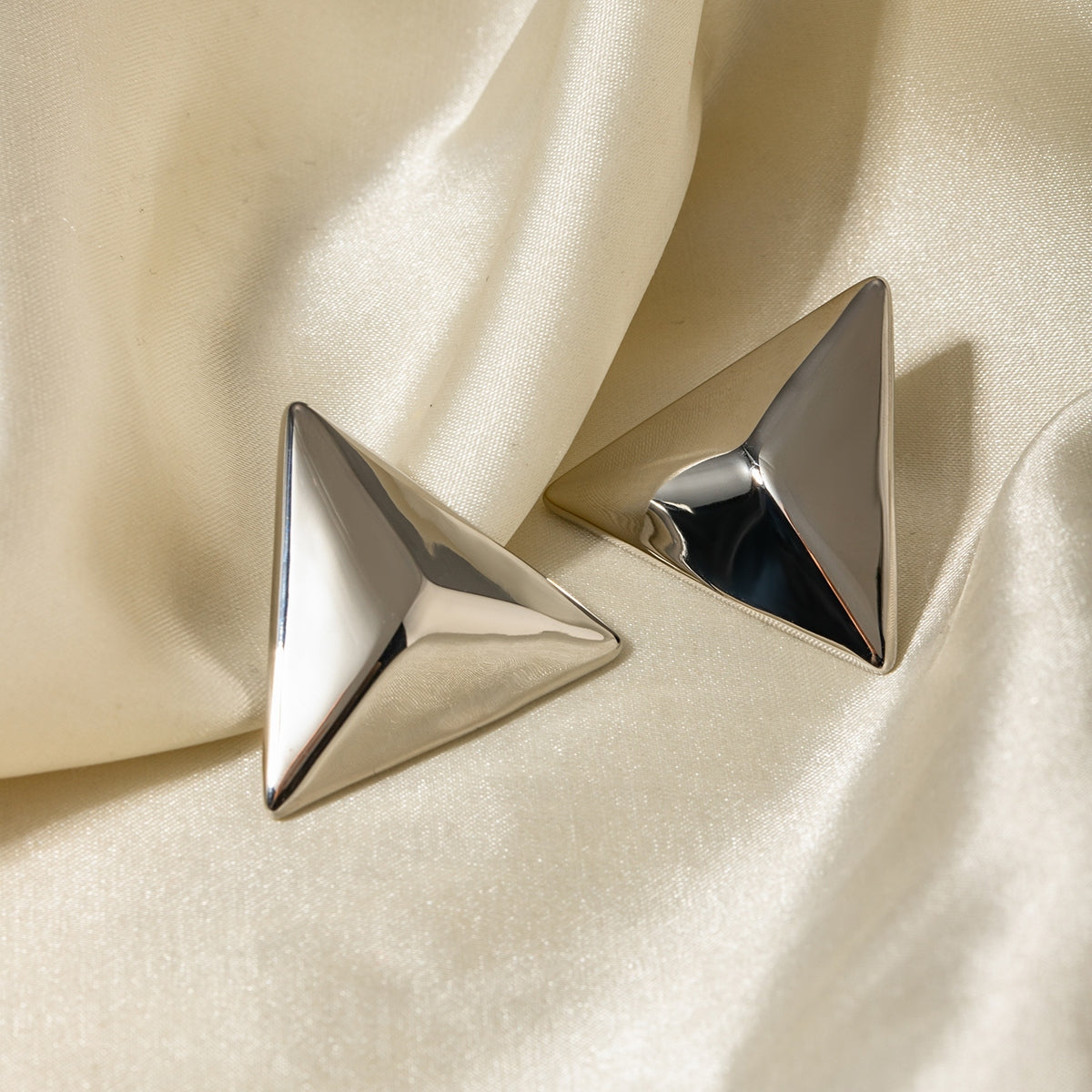 Stainless Steel 3D Triangle Earrings  Trendsi   