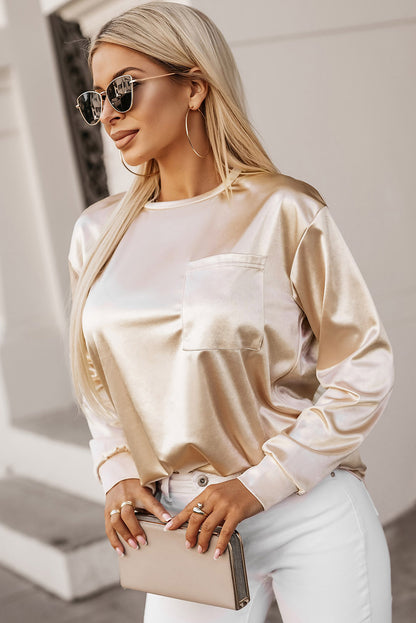 Round Neck Long Sleeve Blouse Blouse Trendsi   