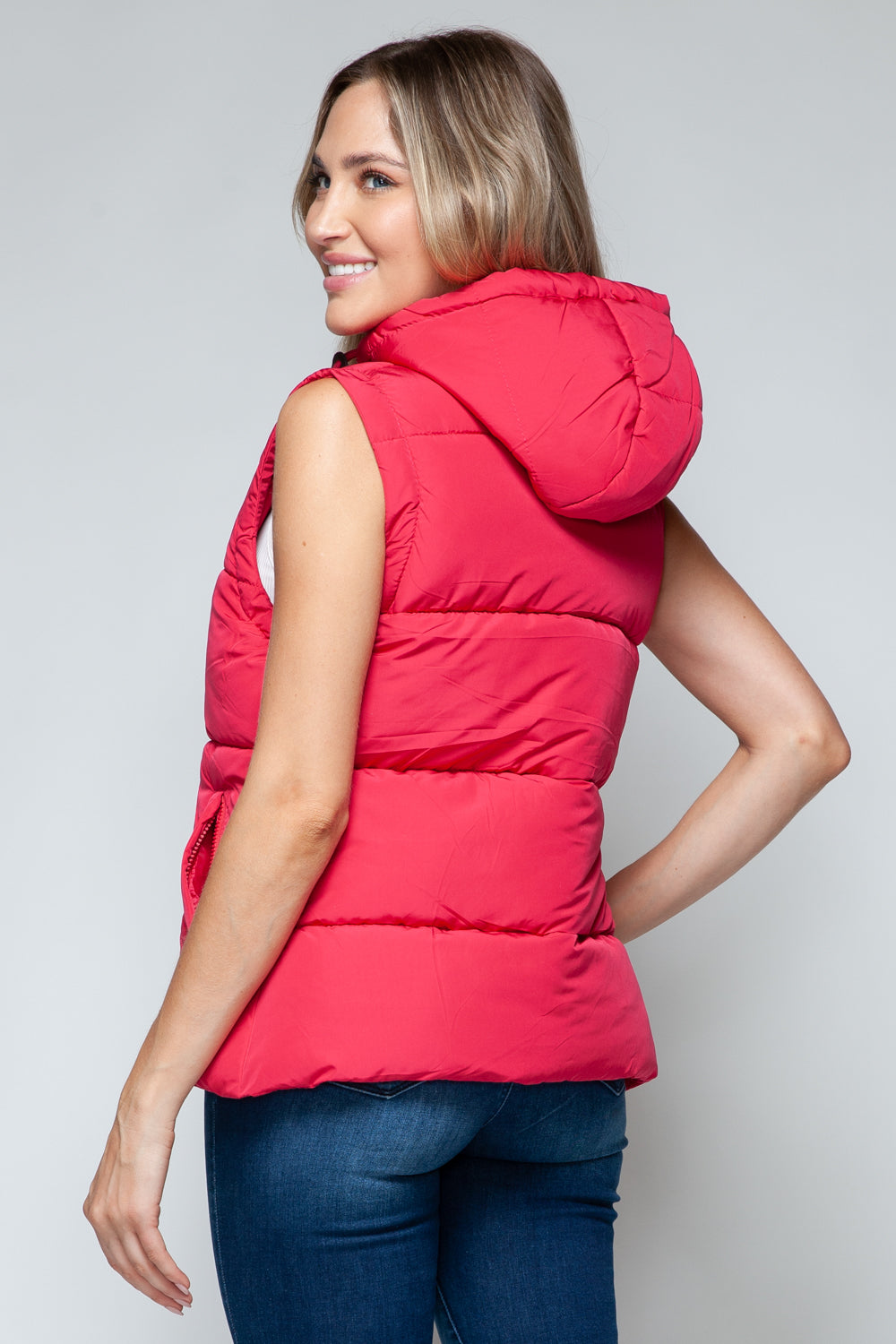 Snobbish Snap and Zip Closure Hooded Vest  Trendsi   