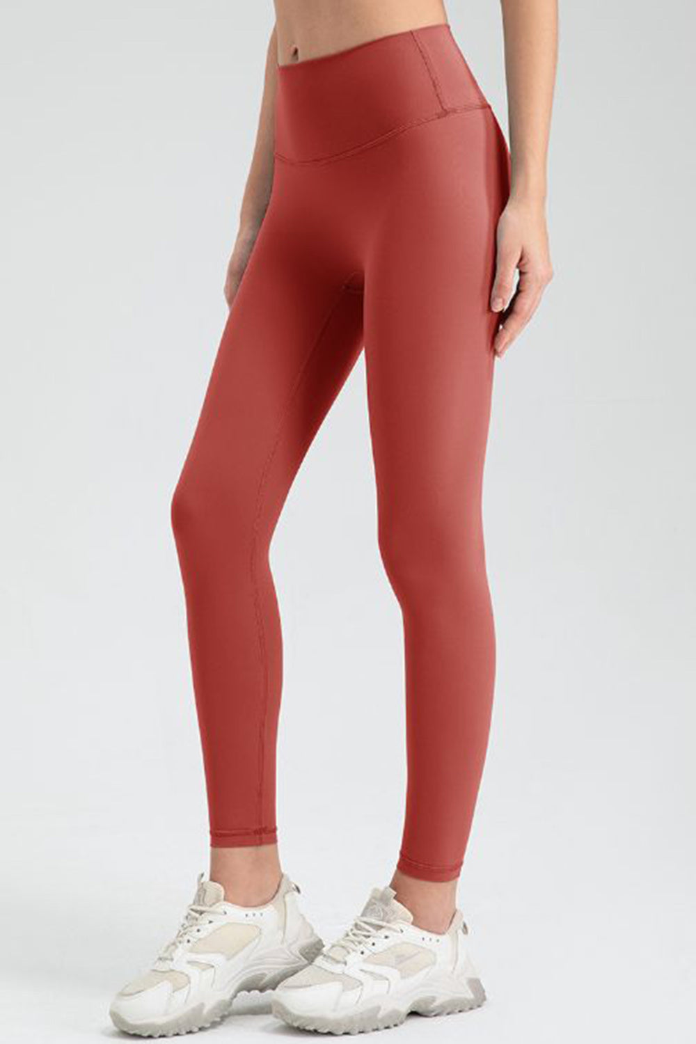 Wide Waistband Sport Leggings  Trendsi Red Orange S 