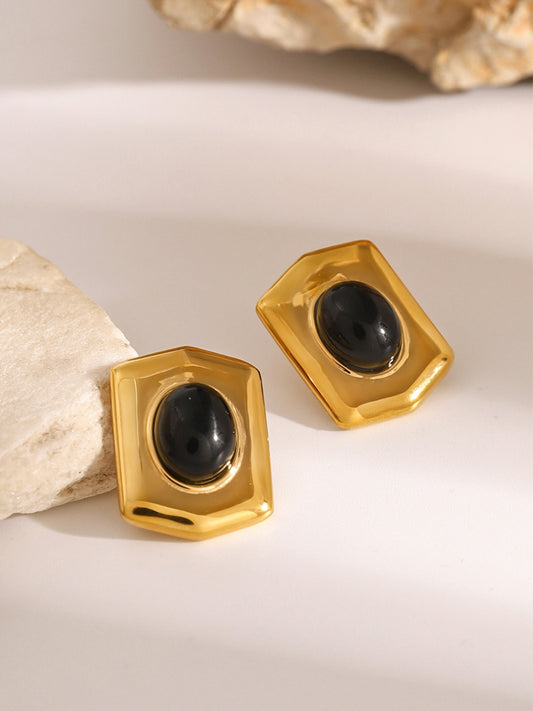 18K Gold-Plated Stainless Steel Agate Earrings