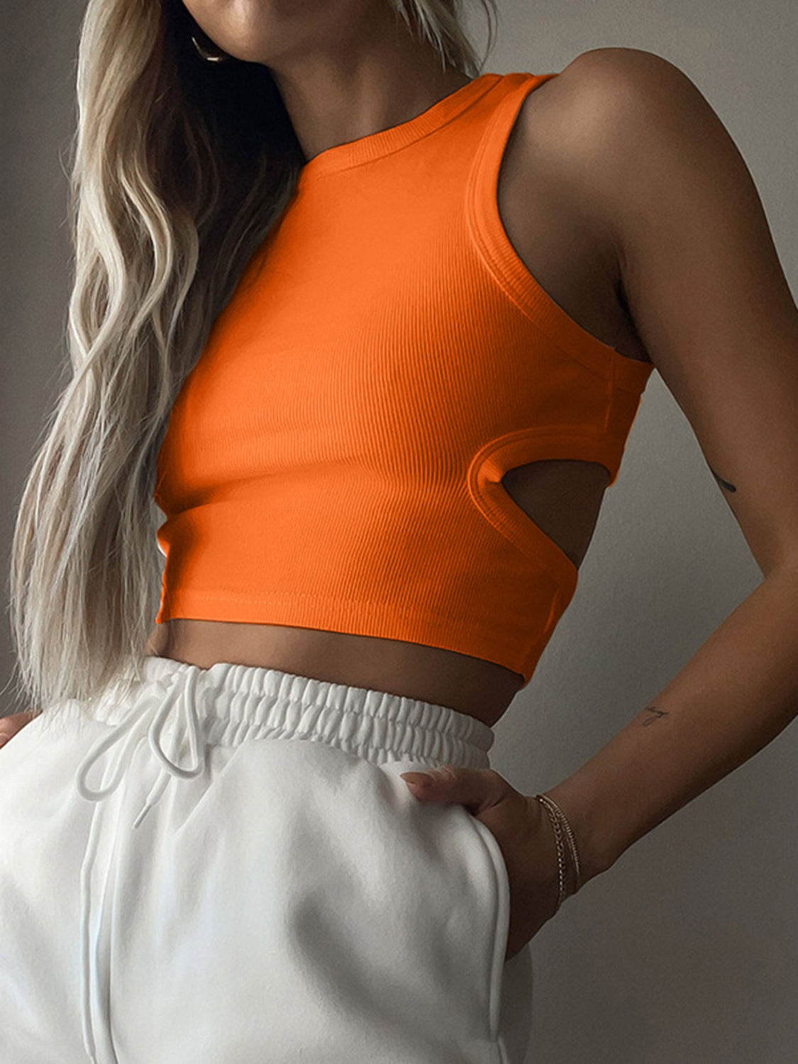 Cutout Round Neck Tank