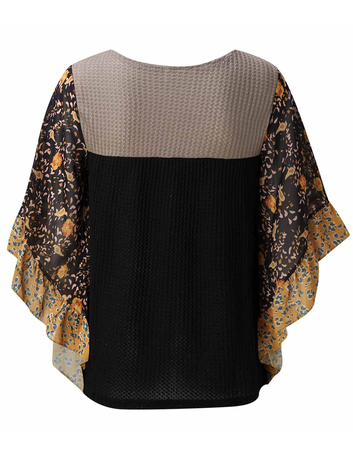 Full Size Printed Round Neck Three-Quarter Sleeve Blouse  Trendsi   