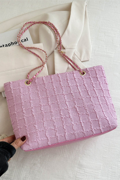 Polyester Texture Chain Tote bag Bag Trendsi Pink One Size 