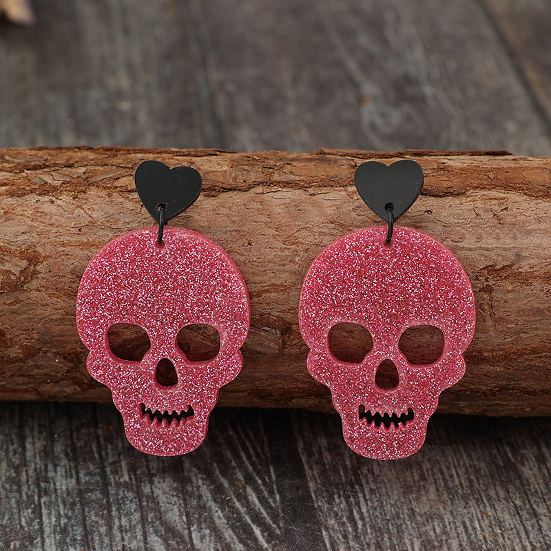 Acrylic Skeleton & Heart Earrings  Trendsi   