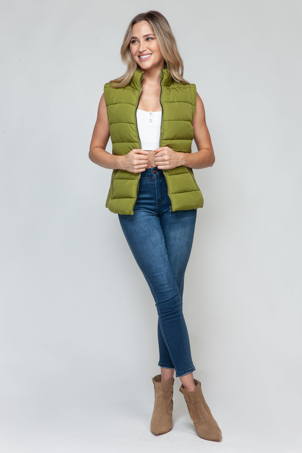 Snobbish Zip Up Turtleneck Vest with Pockets  Trendsi   