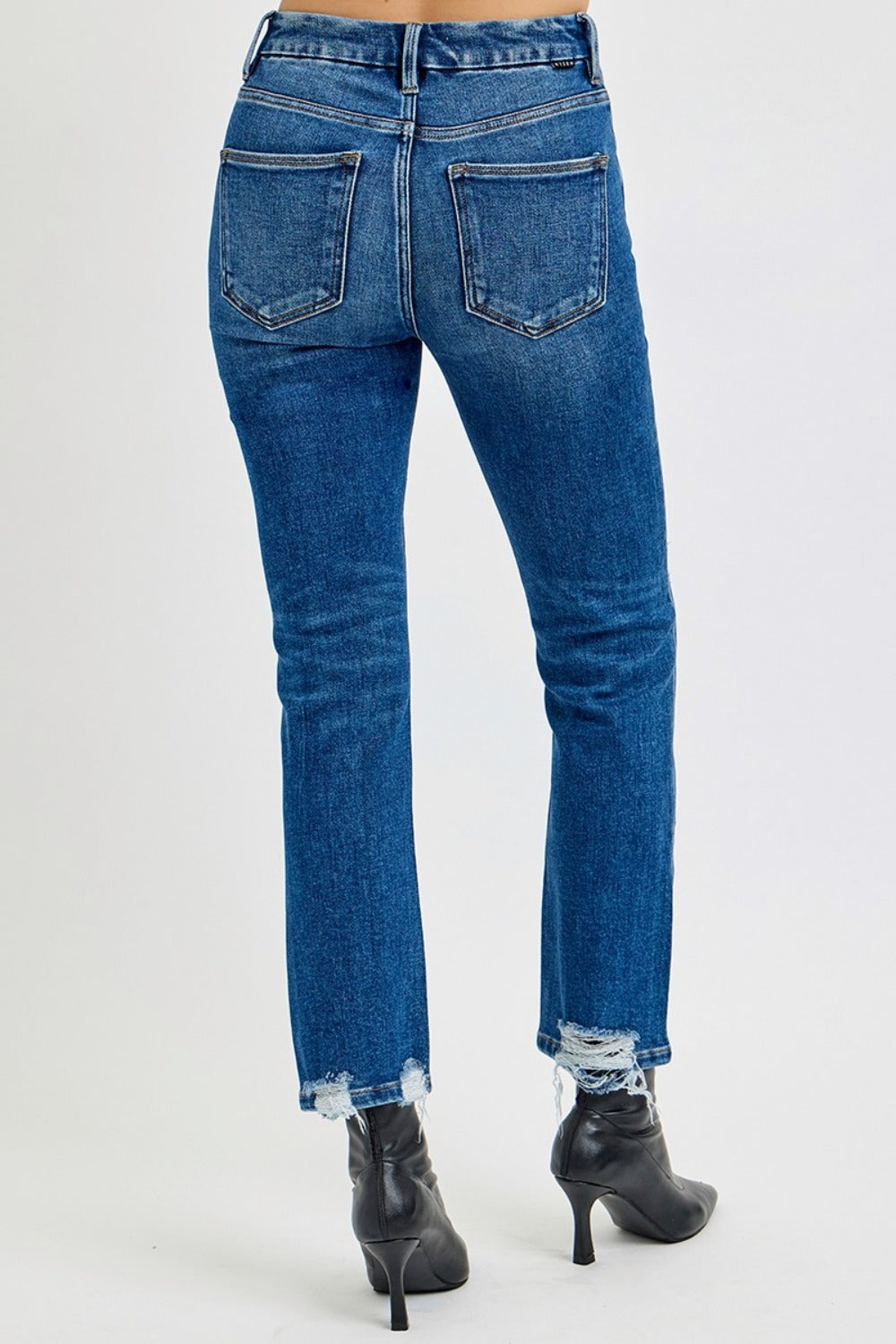 RISEN Full Size High Rise Distressed Crop Straight Jeans  Trendsi   