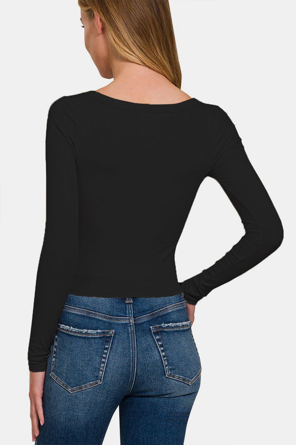 Zenana Scoop Neck Long Sleeve T-Shirt  Trendsi   