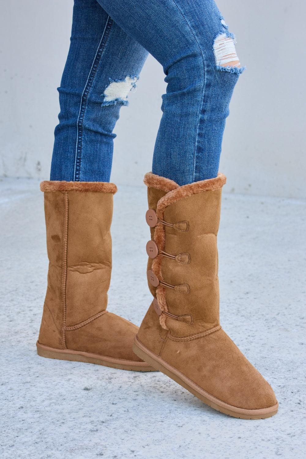 Forever Link Warm Fur Lined Flat Boots  Trendsi   