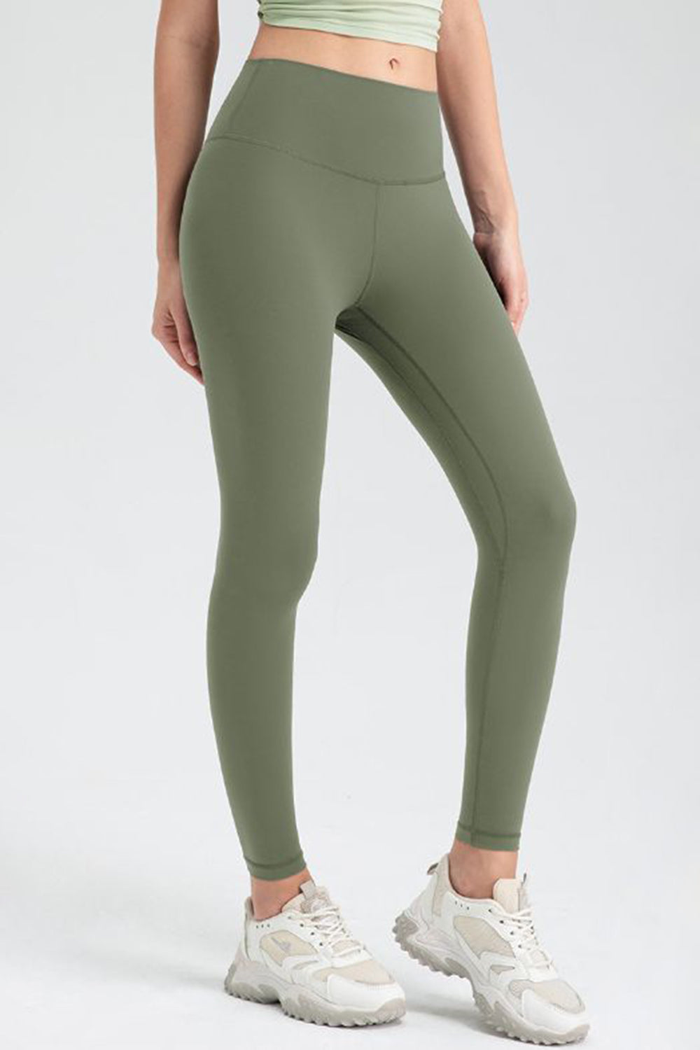 Wide Waistband Slim Fit Active Leggings  Trendsi Matcha Green S 