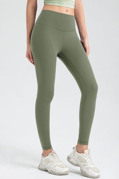 Wide Waistband Slim Fit Active Leggings  Trendsi Matcha Green S 