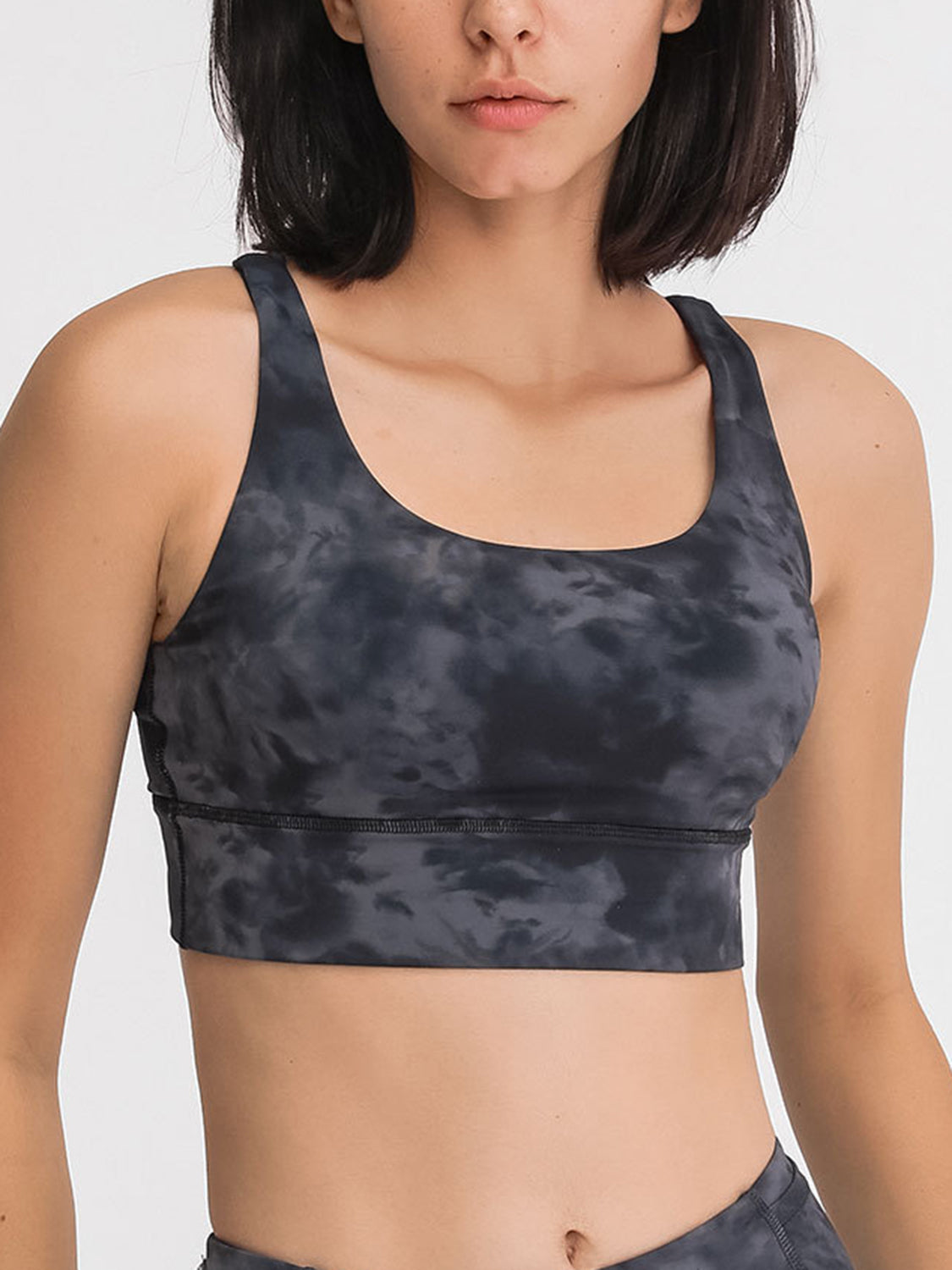 Millennia Crisscross Scoop Neck Active Tank  Trendsi Dark Gray 4 