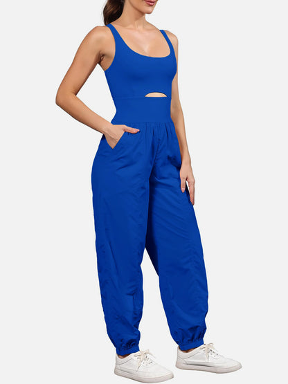 Cutout Scoop Neck Wide Strap Jumpsuit  Trendsi   