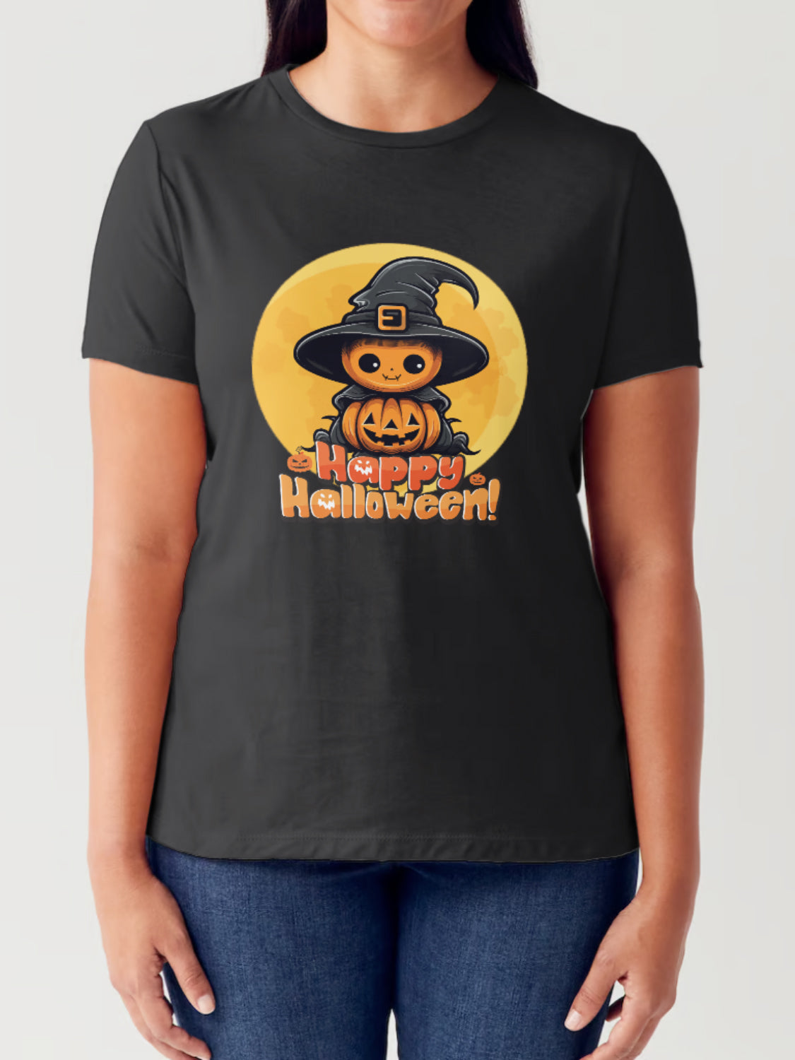 Simply Love Full Size HAPPY HALLOWEEN Short Sleeve Tubular T-Shirt T-Shirt Trendsi Black S 