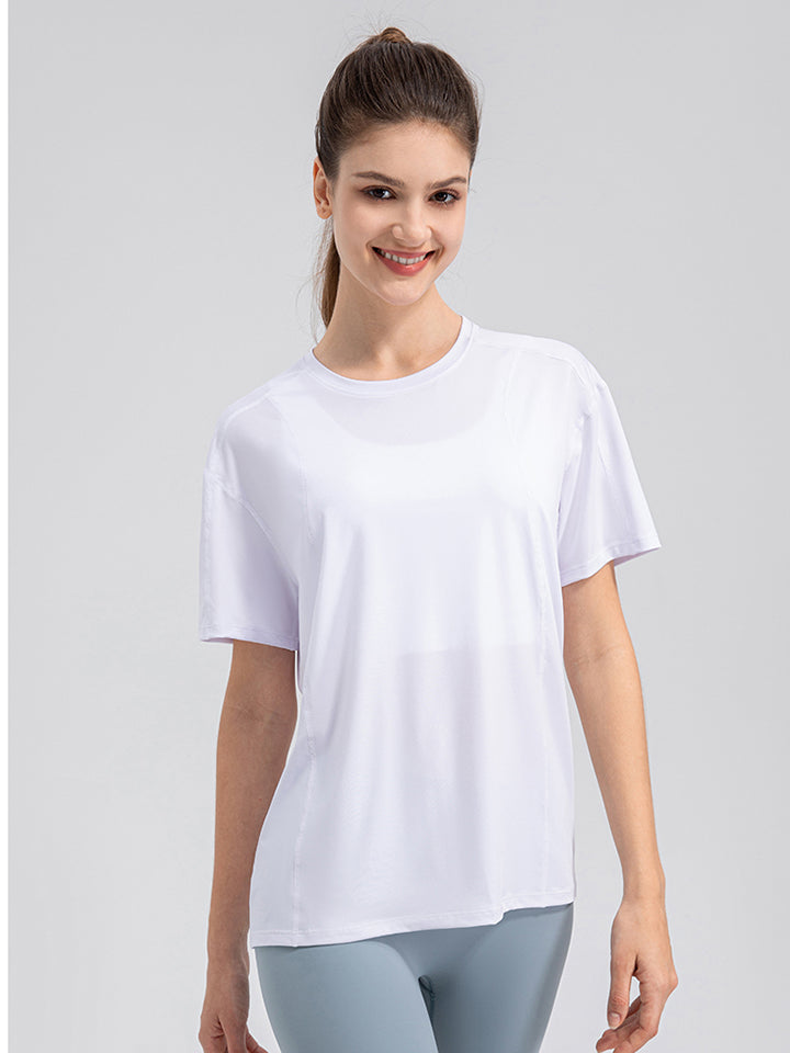 Round Neck Short Sleeve Active Top  Trendsi   