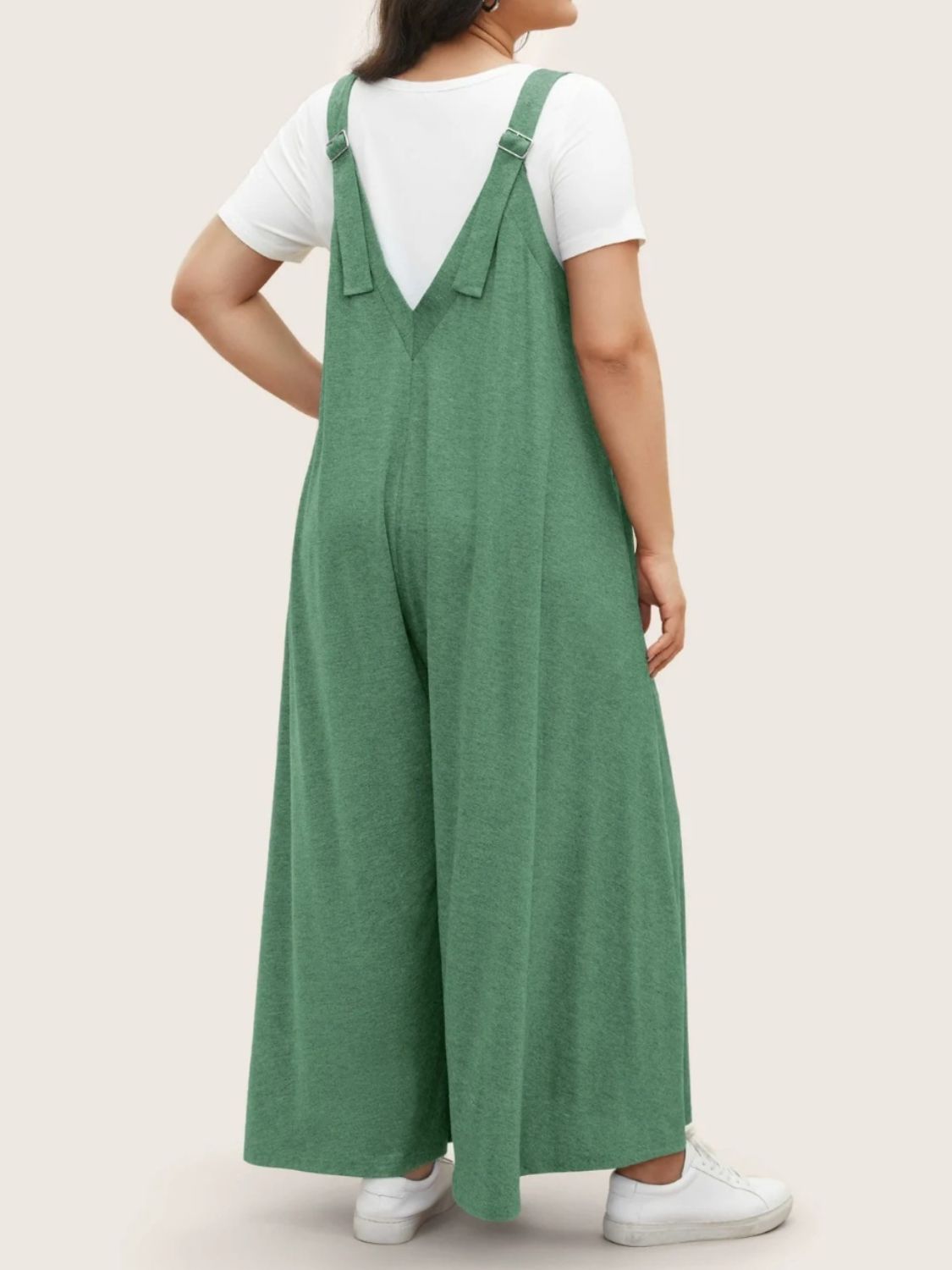 Full Size Pocketed Wide Leg Overalls  Trendsi   