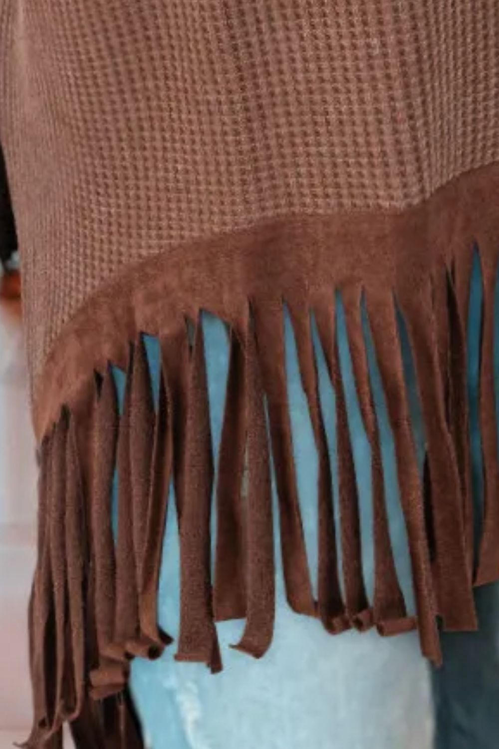 Fringe Round Neck Long Sleeve Top Blouse Trendsi   