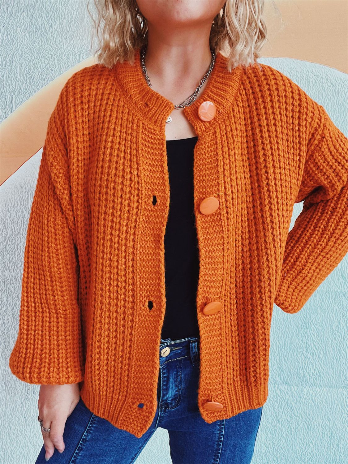 Button Up Long Sleeve Cardigan  Trendsi   