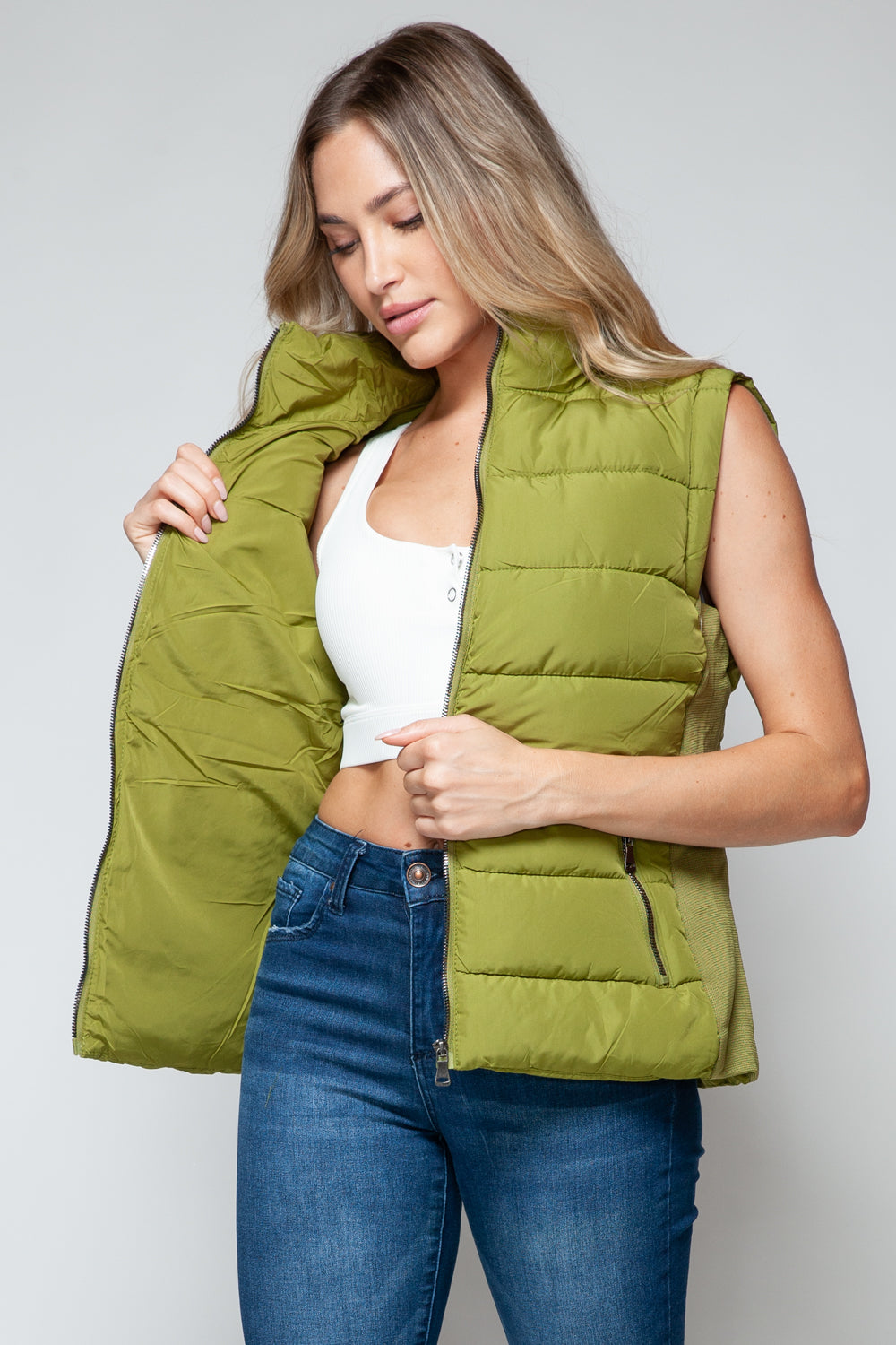 Snobbish Zip Up Turtleneck Vest with Pockets  Trendsi   