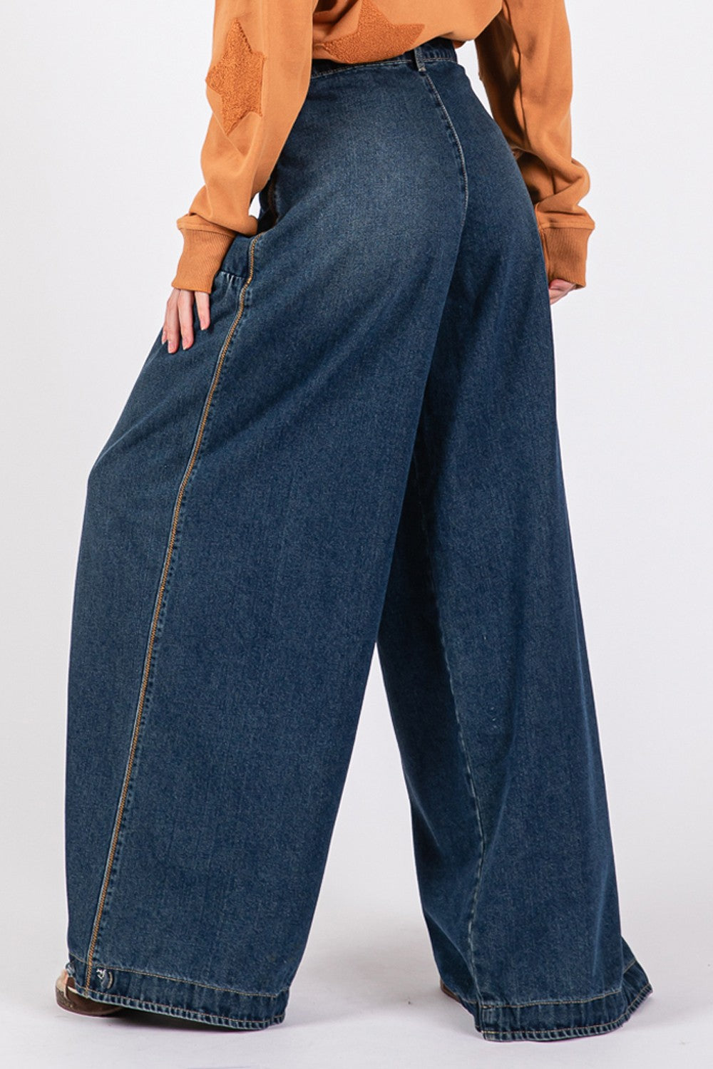 SAGE + FIG Mid-Rise Cargo Jeans with Pockets  Trendsi   