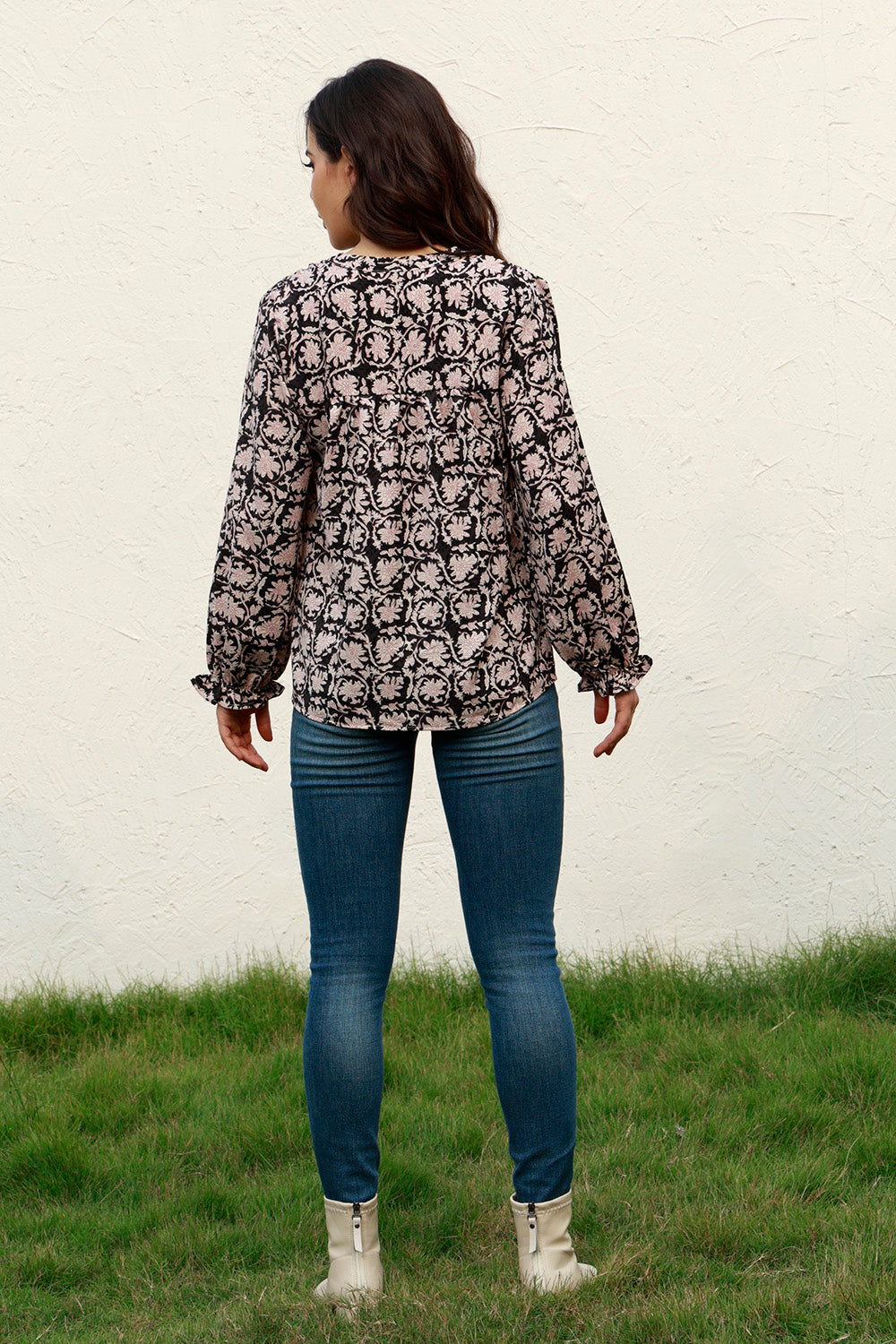 Floral Flounce Sleeve Round Neck Blouse Blouse Trendsi   