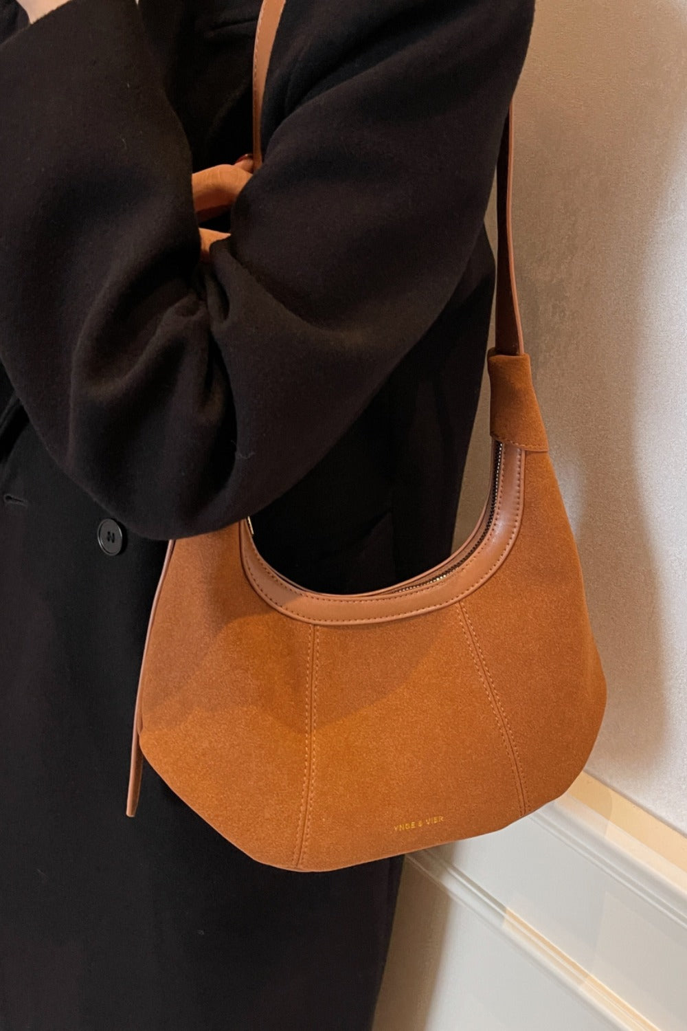 Suede Adjustable Strap Shoulder Bag  Trendsi   