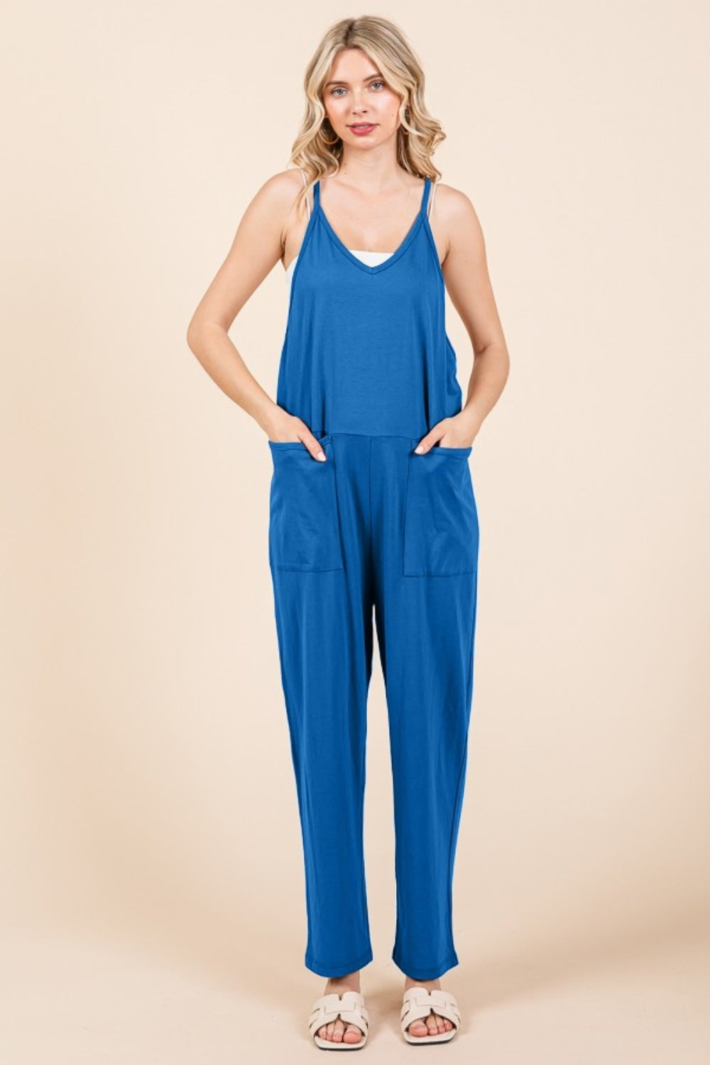 Culture Code Full Size Sleeveless Jumpsuit with Pockets  Trendsi Azula Blue S 