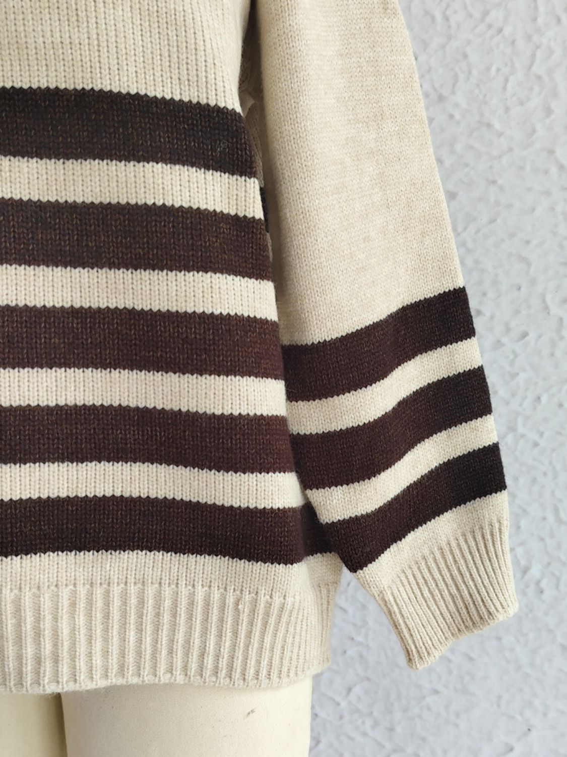 Striped Dropped Shoulder Long Sleeve Sweater  Trendsi   