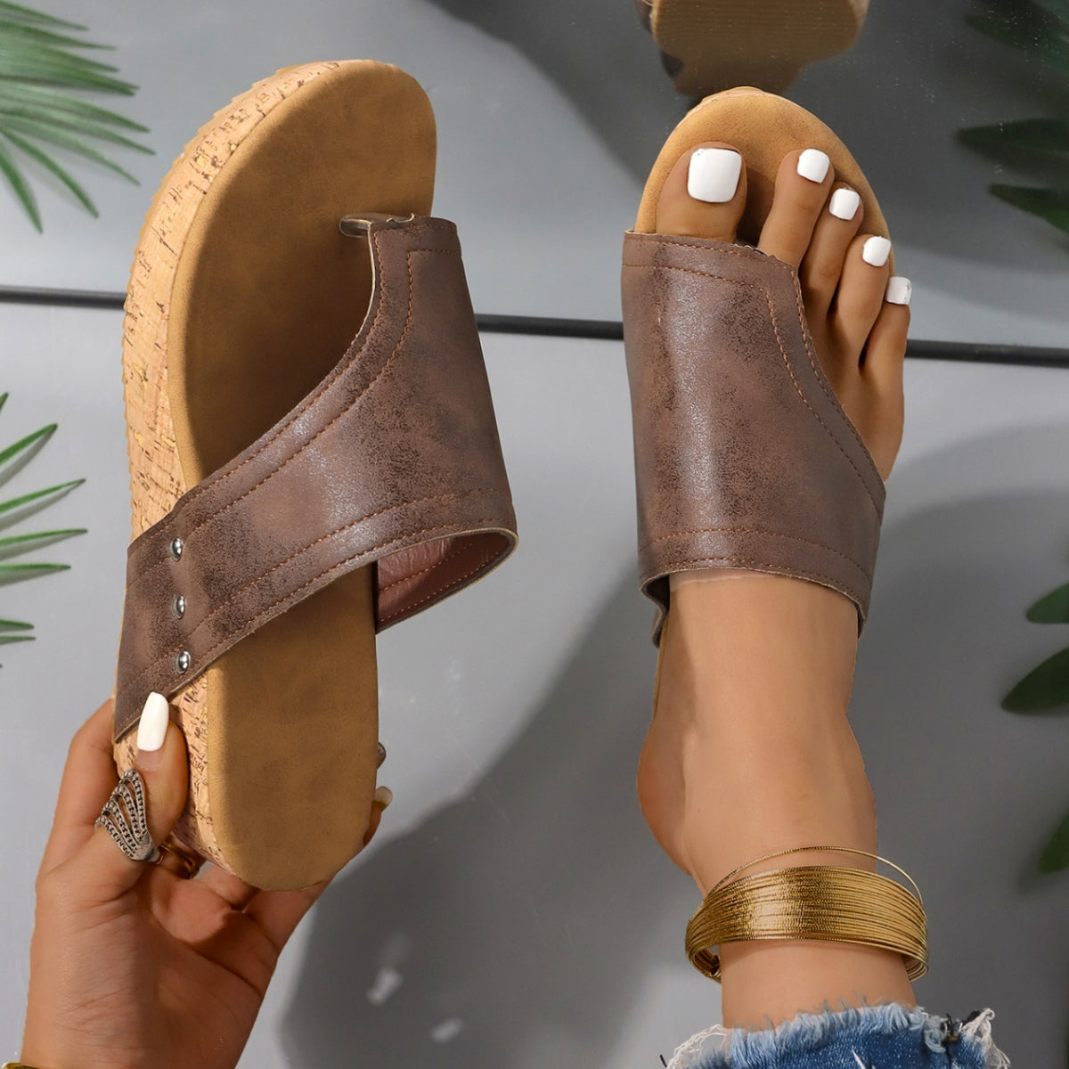 PU Leather Wedge Sandals  Trendsi   