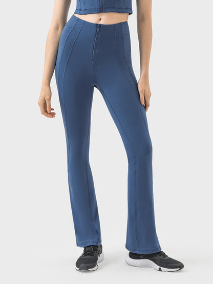 Millennia Zipper Detail High Waist Active Pants  Trendsi Dark Blue 4 