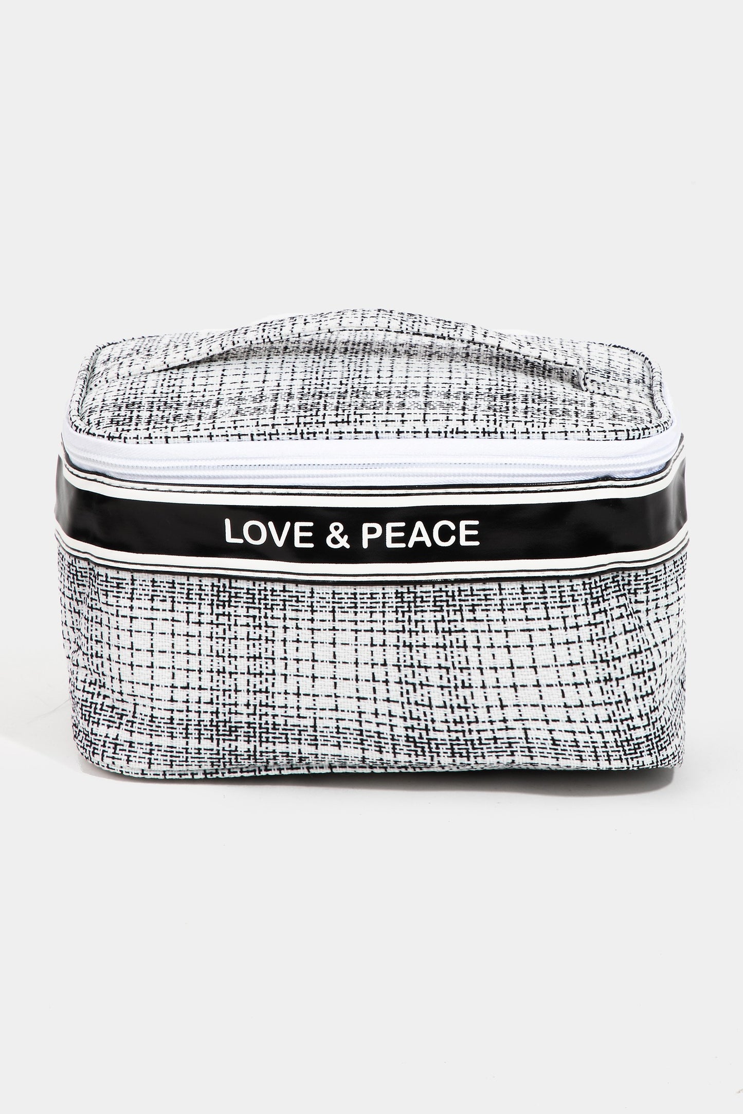 Fame Love & Peace Striped Handle Bag  Trendsi White One Size 