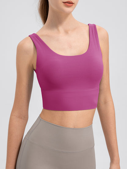 Scoop Neck Wide Strap Active Tank  Trendsi Red-Violet S 