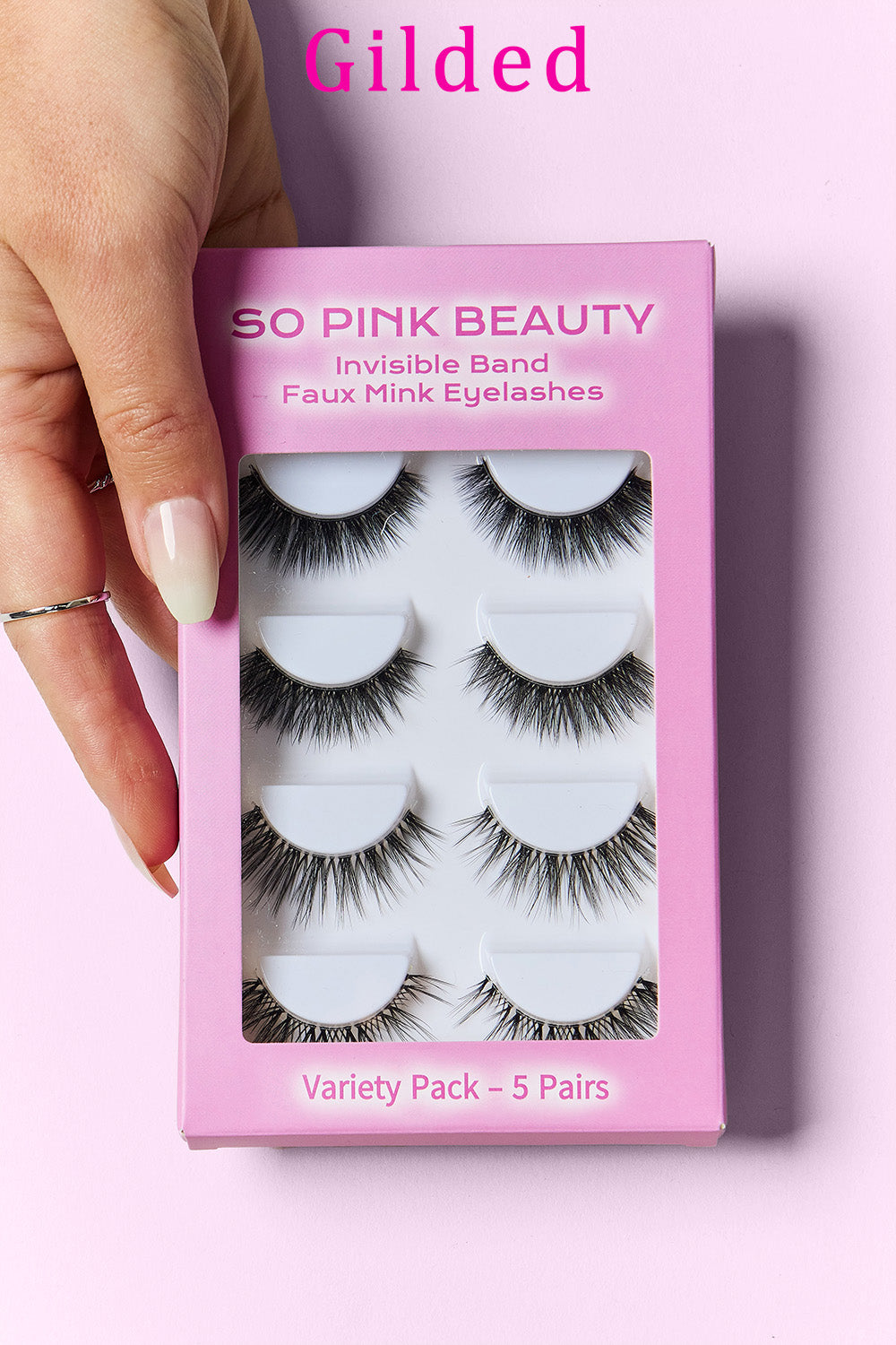 SO PINK BEAUTY Faux Mink Eyelashes Variety Pack 5 Pairs  Trendsi Gilded One Size 