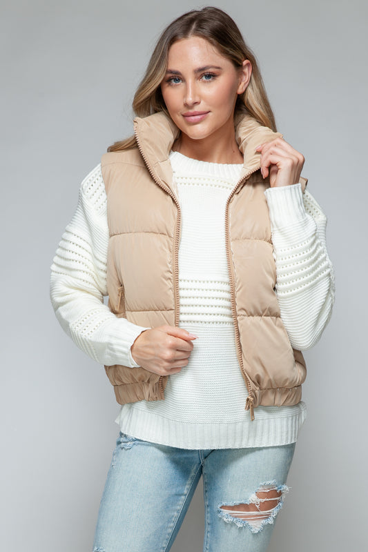 Snobbish Fine Fur Lining Quilted Vest  Trendsi Iced Coffee S 