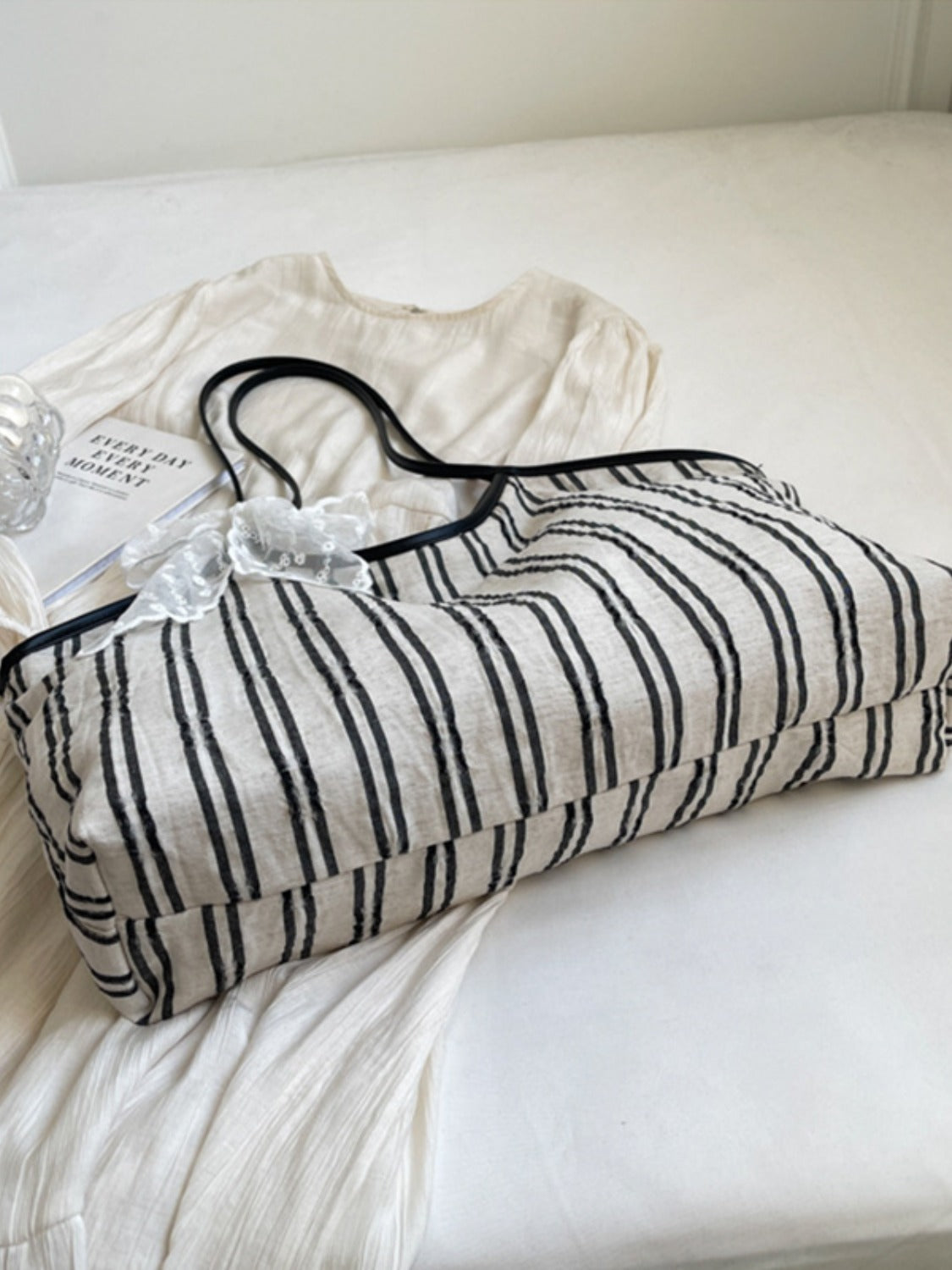 Striped Canvas Tote Bag  Trendsi   