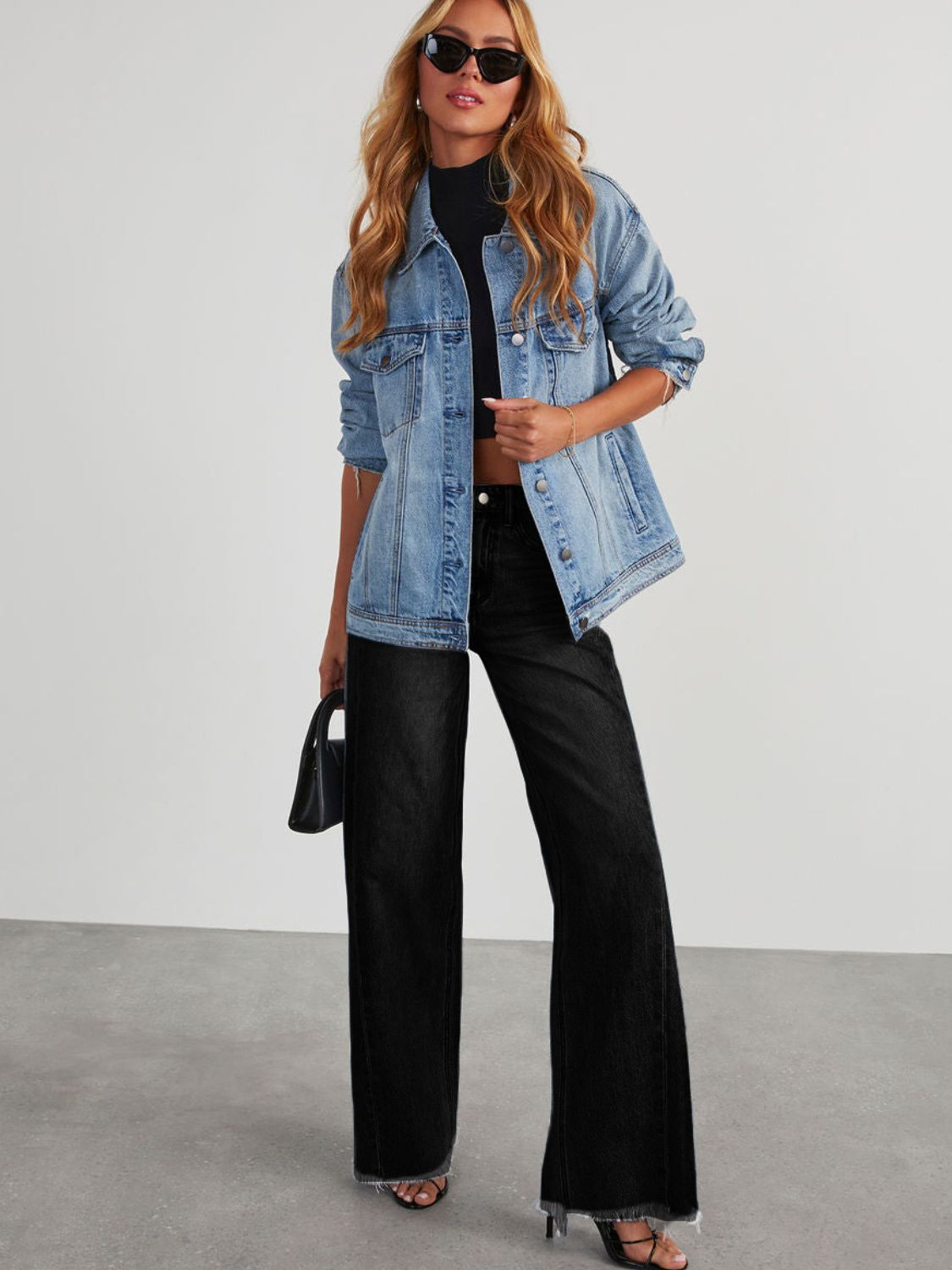 Raw Hem Wide Leg Jeans with Pockets  Trendsi   